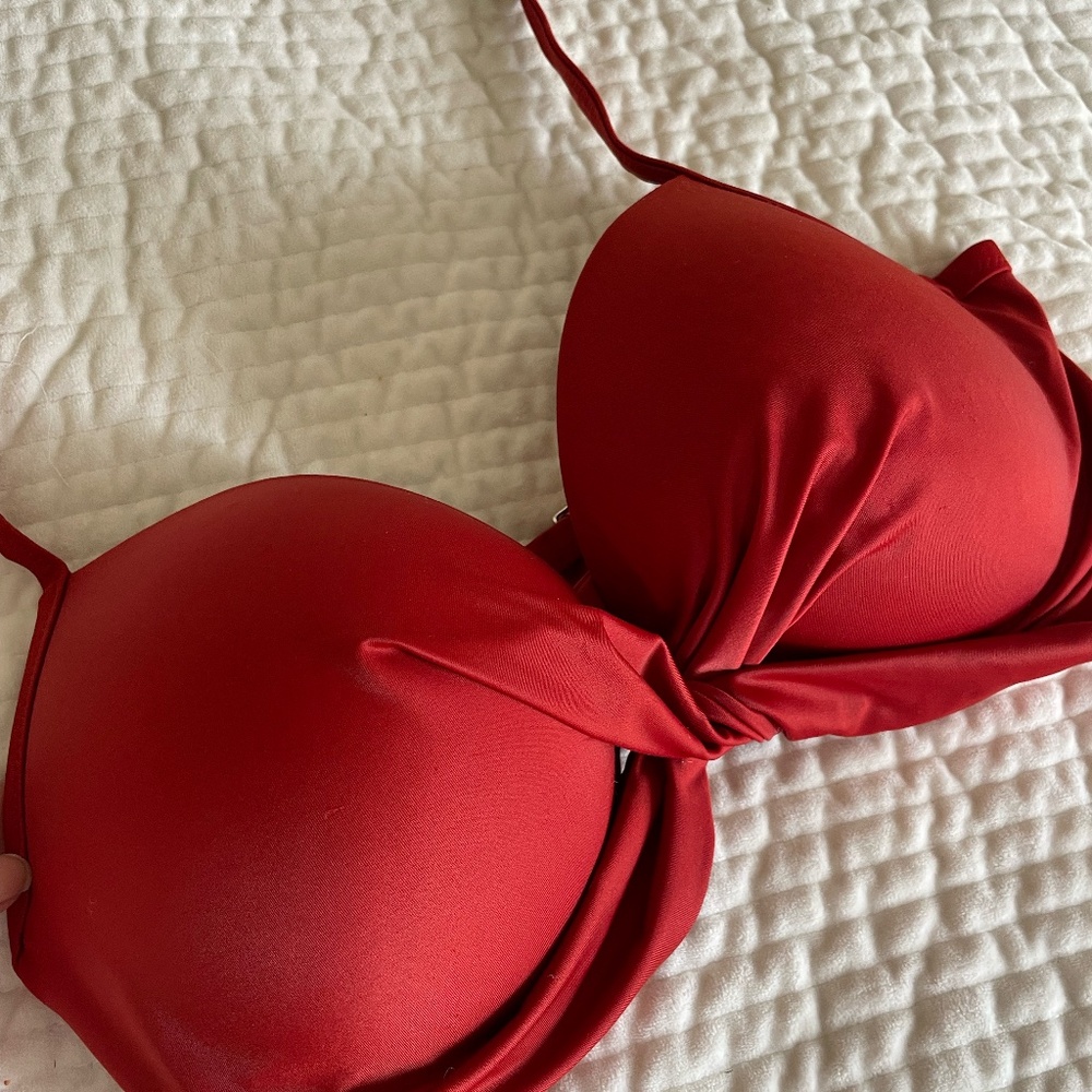 SHADE & SHORE HALTER TOP BIKINI  RUST RED SIZE 38 D